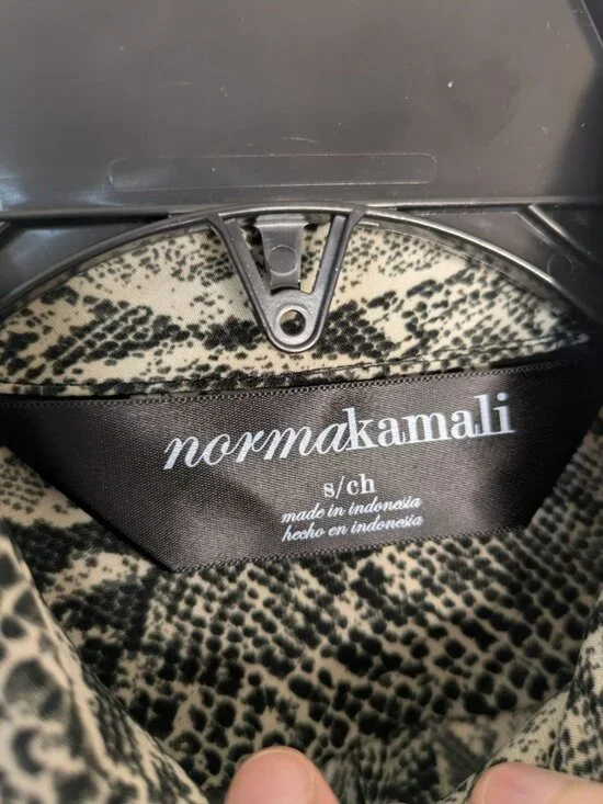 NWT Norma Kamali Snakeskin Print Button Down Stretchy Shirt Dress Size Small - Picture 3 of 6